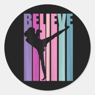 Womens Retro Kickboxing Womens Kickboxer Boxing Gl Classic Round Sticker