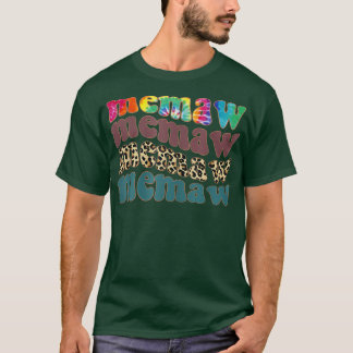 Womens Retro Leopard Memaw Blessed Memaw Funny  T-Shirt
