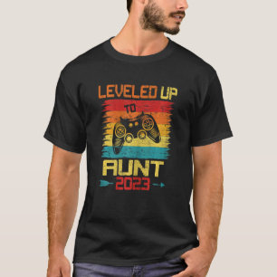 Womens Retro Levelled Up To Aunt 2023 Pregnancy Re T-Shirt