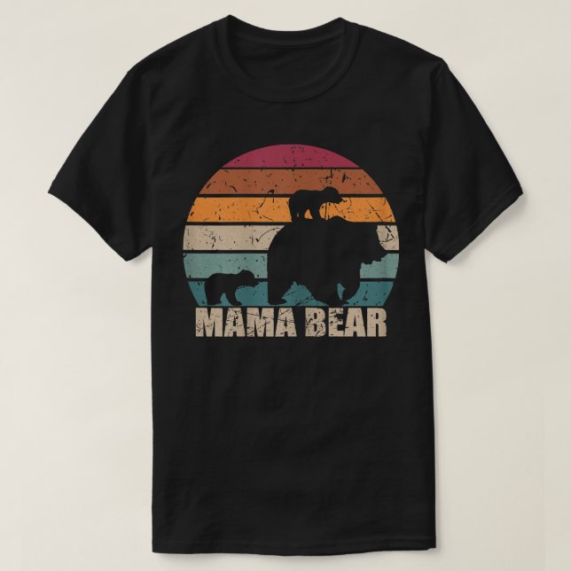 Womens Retro Mama Bear of Twins Mothers Day Mother T-Shirt (Design Front)