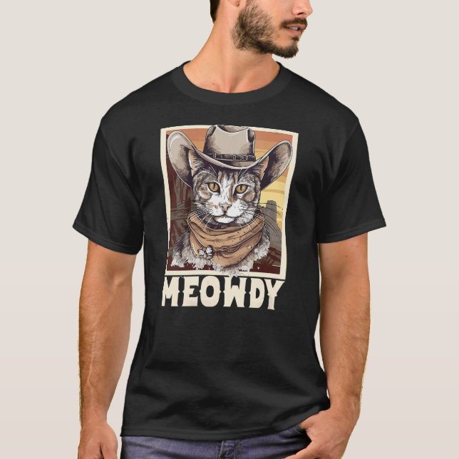 Womens Retro Meowdy Cat funny Howdy Meme Western C T-Shirt (Front)