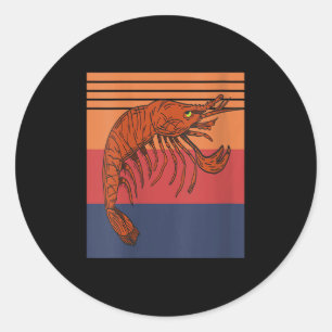 Womens Retro Shrimp Vibes Funny Marine Seafood Hum Classic Round Sticker