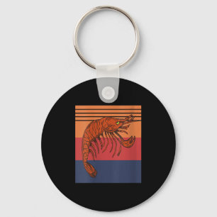 Womens Retro Shrimp Vibes Funny Marine Seafood Hum Key Ring