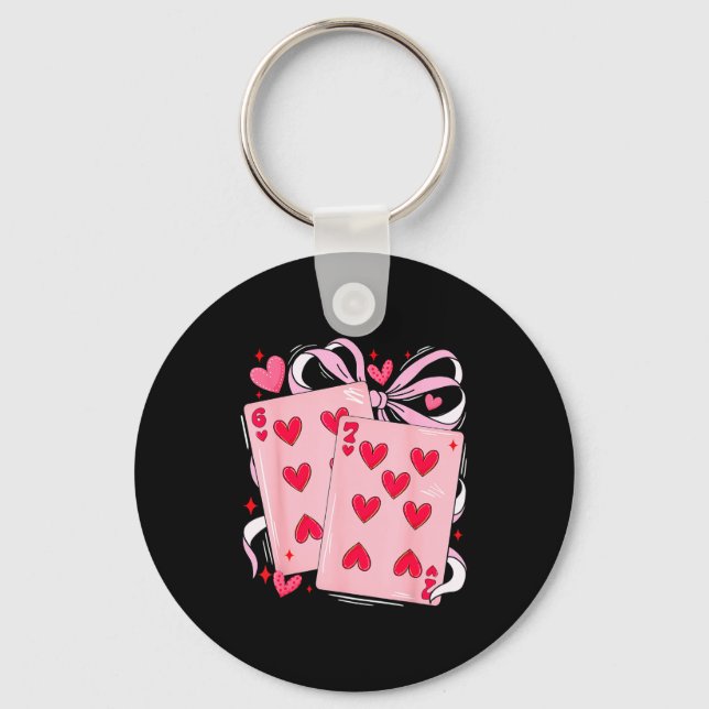 Womens Retro Six Seven 67 Meme Valentines Day Play Key Ring (Front)