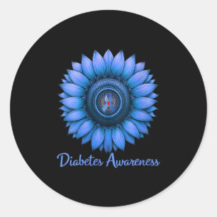 Womens Retro Sunflower Diabetes Awareness Month No Classic Round Sticker