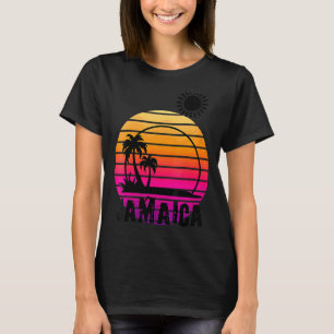Womens Retro Sunset Palm Trees Beach Cruise Summer T-Shirt