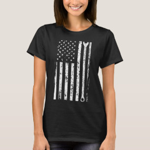 Womens Retro US Flag for Handyman Plumber Mechanic T-Shirt