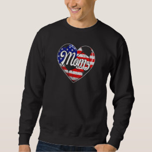 Womens Retro Usa Flag Heart Soccer Mum Mother's Da Sweatshirt