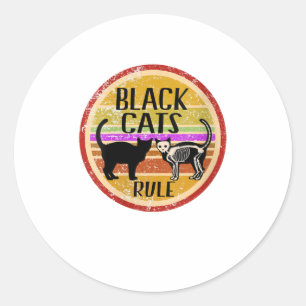 Womens Retro Vintage Halloween Scary Black c Classic Round Sticker