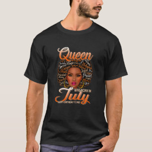 Womens Retro Vintage Queen Was Born In July Black  T-Shirt