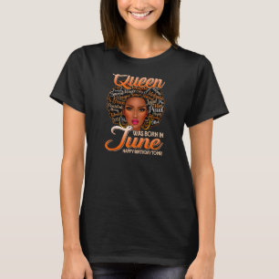 Womens Retro Vintage Queen Was Born In June Black  T-Shirt