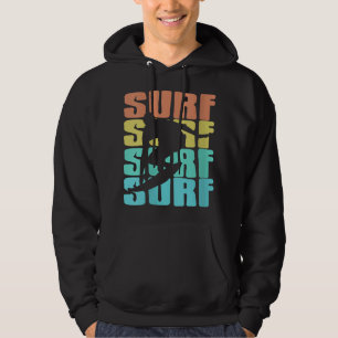 Womens Retro Vintage Surf Surfing Present Gift 663 Hoodie