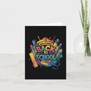 Womens Retro Welcome Back To School Teacher Boys G Card