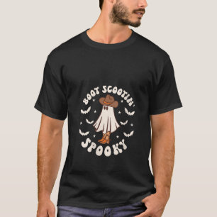 Womens Retro Western Halloween Cute Ghost Funny Bo T-Shirt