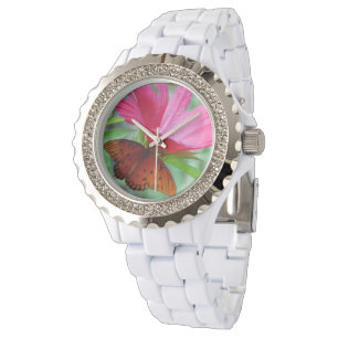 Women's Rhinestone Watch with Butterfly and Flower