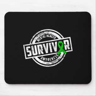 Womens Ribbon Green Mental Health Survivor Awarene Mouse Pad