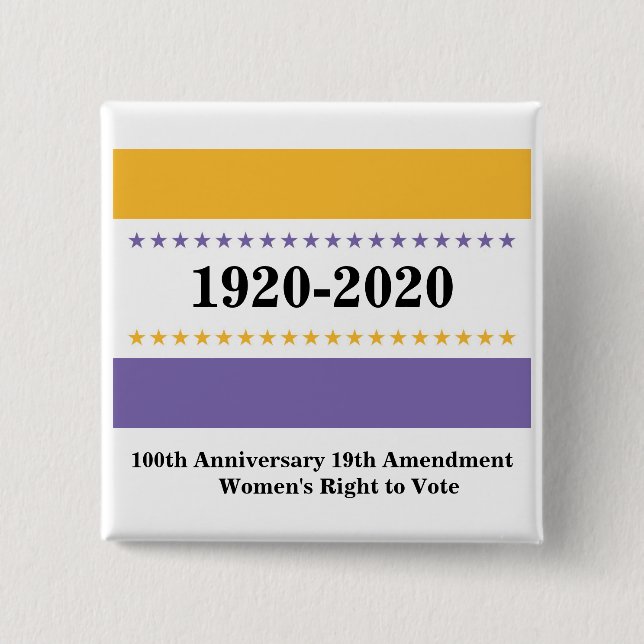 Women's Right to Vote 19th Amendment Victory Flag 15 Cm Square Badge (Front)