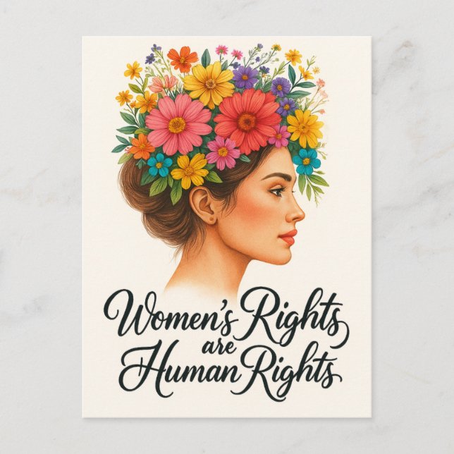 Women's Rights are Human Rights Floral Empowerment Postcard (Front)