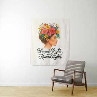 Women's Rights are Human Rights Floral Empowerment Tapestry