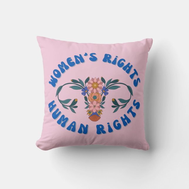 Womens Rights Human Rights Floral Uterus  Cushion (Front)