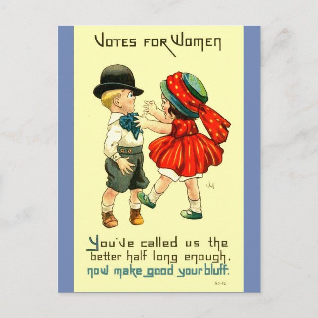 Women's Rights Postcard Cute Suffragette, Colourfu (Front)