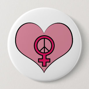 Womens Rights Protest Heart Feminist Round Button