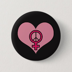 Womens Rights Protest Heart Feminist Round Button