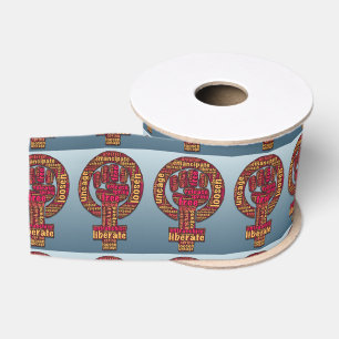 women's rights raised fist Thunder_Cove any colour Grosgrain Ribbon