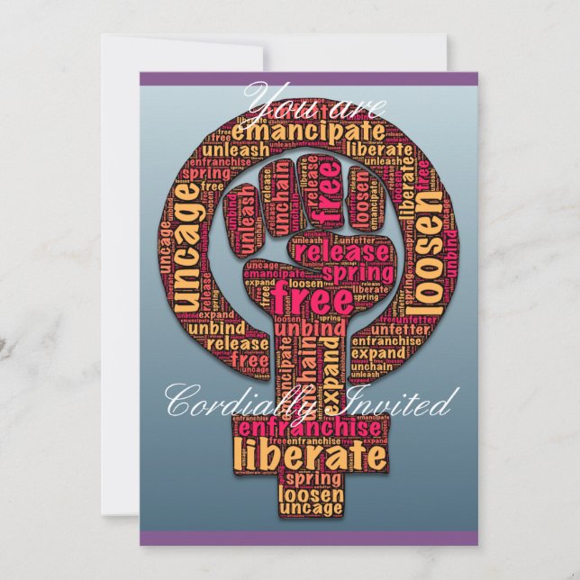 women's rights Raised Fist Thunder_Cove any colour Invitation (Front)