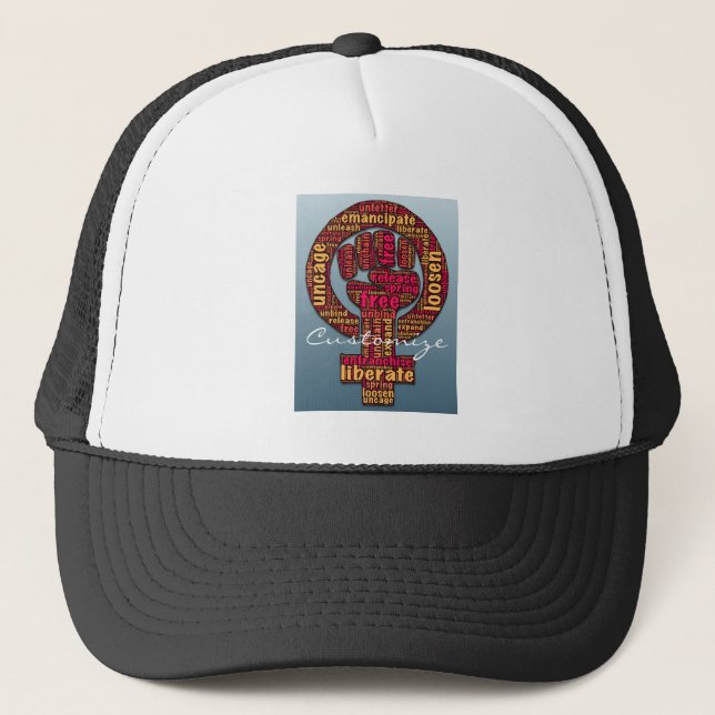 women's rights Raised Fist Thunder_Cove any colour Trucker Hat (Front)