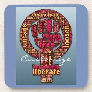 women's rights raised fist Thunder_Cove Coaster
