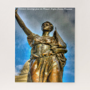 Womens Rights Statue Wisconsin.Christmas Greetings Jigsaw Puzzle
