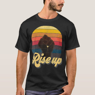 Womens Rise Up Vintage Sunset Black Pride Protest  T-Shirt