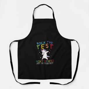 Womens Rock The Test Funny School Professor Teache Apron