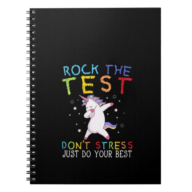 Womens Rock The Test Funny School Professor Teache Notebook (Front)