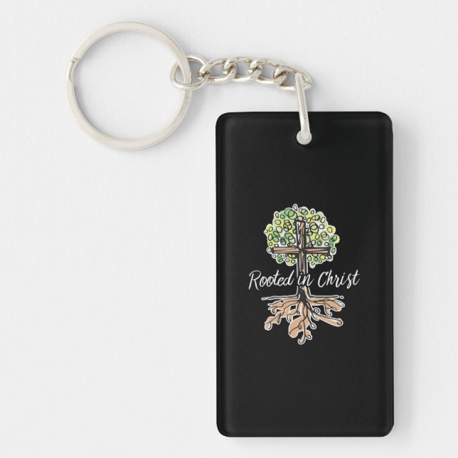 Womens Rooted in Christ Religious Christian Jesus Key Ring (Front)
