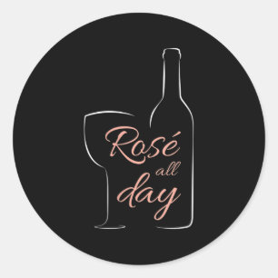 Womens Rose All Day Elegant Connoisseur Wine Lover Classic Round Sticker