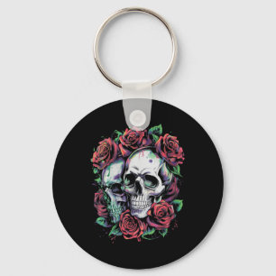 Womens Rose Flower Aesthetic Punk Gothic V-neck Key Ring