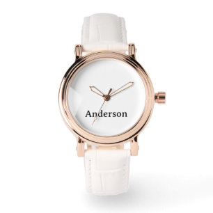 Women's Rose Gold Vintage Strap with White Leather Watch