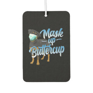 Womens Rottweiler Dog with Mask - Mask up Buttercu Car Air Freshener