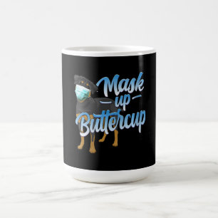 Womens Rottweiler Dog with Mask - Mask up Buttercu Coffee Mug