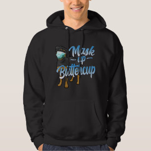 Womens Rottweiler Dog with Mask - Mask up Buttercu Hoodie