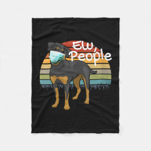 Womens Rottweiler Puppy with Mask - Ew People - Fleece Blanket