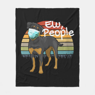 Womens Rottweiler Puppy with Mask - Ew People - Fleece Blanket