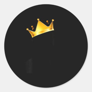 Womens Royal Black King Magic With Golden Crown, M Classic Round Sticker