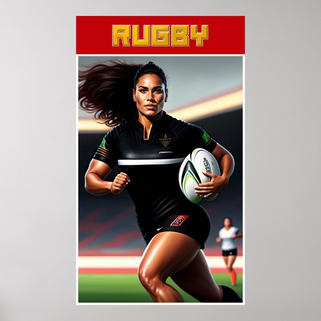 Women's Rugby Art Poster (Front)