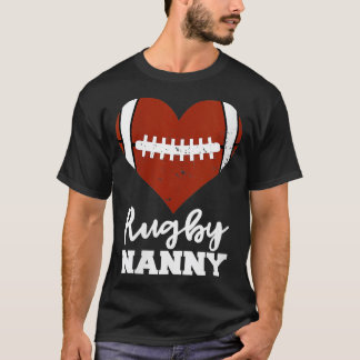 Womens Rugby Nanny Heart Funny Rugby Player Nanny  T-Shirt