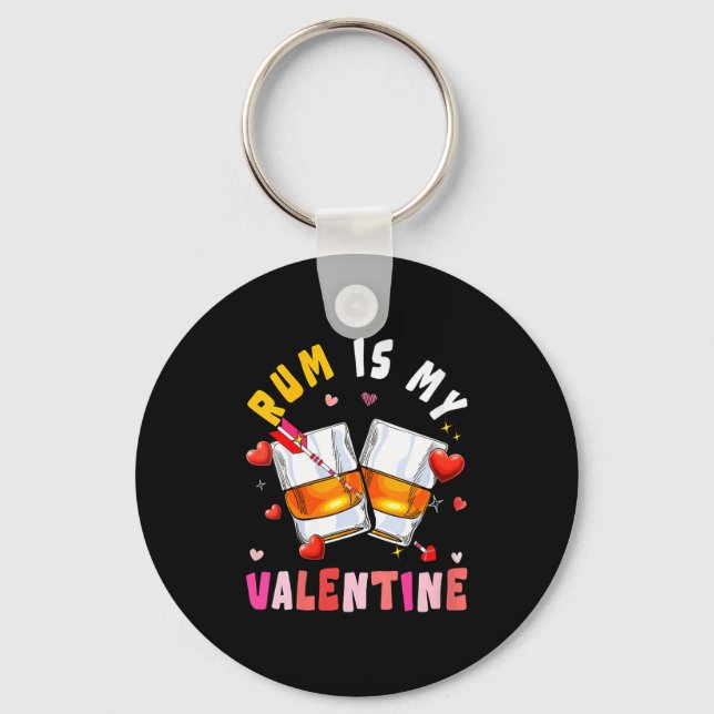 Women's Rum Is My Valentine Hearts Matching Drinke Key Ring (Front)