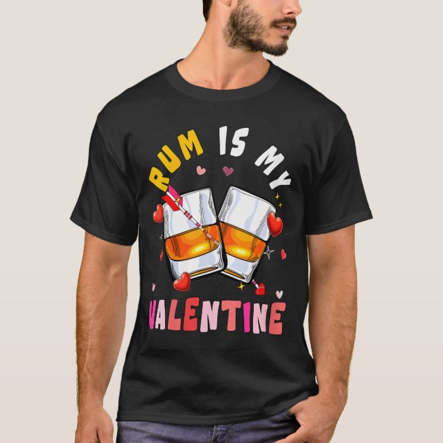 Women's Rum Is My Valentine Hearts Matching Drinke T-Shirt (Front)