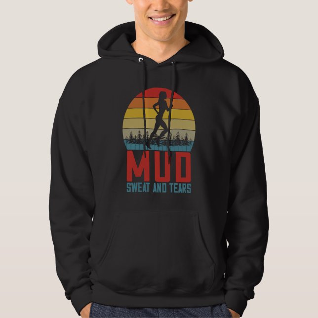 Womens  Running Saying Mud Sweat And Tears Trail R Hoodie (Front)